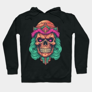 80s Retro Glam Rock Star Skull Hoodie